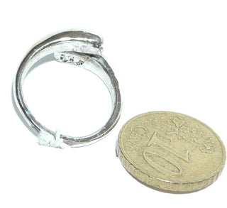 Einzelstück, Perlmutt-Ring "Duo" aus 925 Silber, oben offen, auf einer Seite grün-blau-violett schillerndes Perlmutt der Paua-Muschel eingelegt, zweite Seite schwarz oxidiert, Ringweite 53,5 -	Nur erhältlich im Onlineshop von Juwelier & Goldschmiede Danilo!