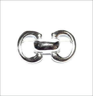 Retro-Einzelstück, offene Vintage-Brosche aus 925 Silber in Form einer stilisierten Schnalle, Länge ca. 42,5 mm, um 1960. Dazu paßt Ar 00012 - Vintage-Schmuck nur im Onlineshop von danilogold!