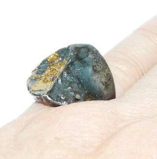 handgefertigtes Einzelstück, zweifarbiger Unikat-Ring, auch als Herrenring geeignet, aus 925 Silber geschwärzt + 999 Feingold in Keum-Boo-Technik gearbeitet, mit geschweißter, asymmetrischer Oberflächenstruktur, Ringweite 55 -	Handgefertigtes Unikat! Nur im Onlineshop von Juwelier & Goldschmiede Danilo!