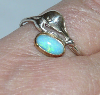 handgefertigter Unikat-Ring mit äthiopischem Opal, bicolor aus 925 Silber und 750 Gold - -Handgefertigtes Unikat! Nur im Danilo Gold Online Shop aus Hameln!