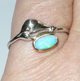 handgefertigter Unikat-Ring mit äthiopischem Opal, bicolor aus 925 Silber und 750 Gold - -Handgefertigtes Unikat! Nur im Danilo Gold Online Shop aus Hameln!