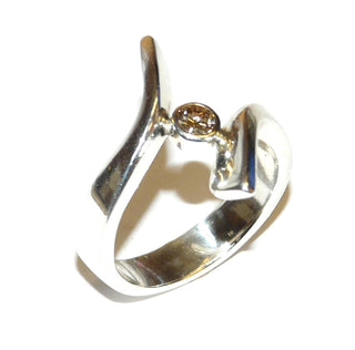 Handarbeit, Einzelstück, Ring aus 925 Silber mit einem natürlichen cognac-braunem Brillanten 0,20 Karat, Ringweite 57,5 -	Handgefertigtes Unikat! Nur im Danilo Gold Online Shop!