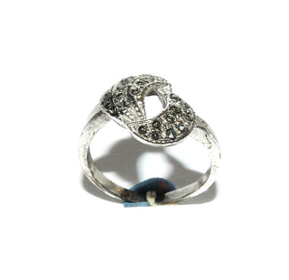 Einzelstück, Ring aus 925 Silber, Replik im Stil um 1920, zwei geschwungene Halbkreise ausgefaßt mit Markasiten, poliert, Ringweite 49 -	Nur erhältlich im Onlineshop von Juwelier & Goldschmiede Danilo!