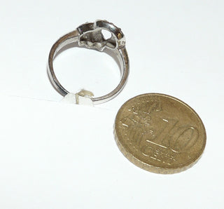 Einzelstück, Ring aus 925 Silber, Replik im Stil um 1920, zwei geschwungene Halbkreise ausgefaßt mit Markasiten, poliert, Ringweite 49 -	Nur erhältlich im Onlineshop von Juwelier & Goldschmiede Danilo!