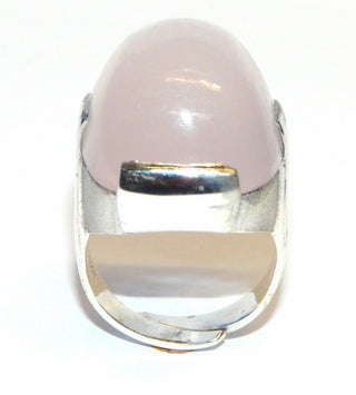 Einzelstück, Vintage-Ring aus 925 Silber mit großem, hohen Rosenquarz-Cabochon, ca. 1960, weitenverstellbar, ca. Ringweite 58 - Unikate und Pretiosen nur erhältlich im Onlineshop der Goldschmiede Danilo!