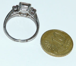 Einzelstück, Ring aus 925 Silber mit einer facettierten, antikovalen Rosenquarz-Replik + 2 ovalen, funkelnd facettierten rosa Zirkonia, poliert, Ringweite 57,5 - Nur erhältlich bei www.danilogold-shop.de