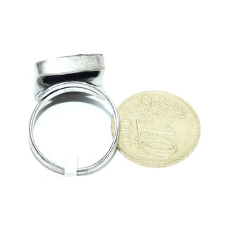 Einzelstück, Ring "Stripes" aus 925 Silber mit dunkelbraunem Ebenholz + grünweißen Perlmutt sowie eine strukturierte seidenmatte Silberfläche, im Rechteck verbunden, verstellbare Ringweite ca. 58 -	Nur erhältlich bei www.danilogold-shop.de