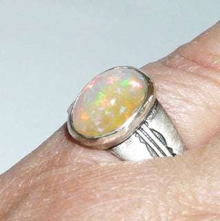 Unikat-Ring Silber äthiopischer Welo-Opal / Opal 034