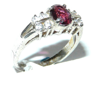 Einzelstück, Ring aus 925 Silber im Juwelenstil, mit einem ovalen, funkelnd facettierten, rosa Turmalin / Rubellit + 8 Zirkonia, poliert, Ringweite 54 - Unikatschmuck nur erhältlich im Onlineshop von Juwelier & Goldschmiede Danilo! 
