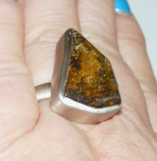 Handarbeit, Unikat-Ring mit australischer Matrix-Opal / Muttergestein, 925 Silber seidenmatt, Ringweite 57 -ausgewählte Einzelstücke nur im Onlineshop bei www.Danilo-Shop.de