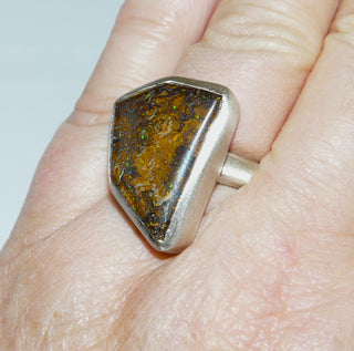 Handarbeit, Unikat-Ring mit australischer Matrix-Opal / Muttergestein, 925 Silber seidenmatt, Ringweite 57 -ausgewählte Einzelstücke nur im Onlineshop bei www.Danilo-Shop.de