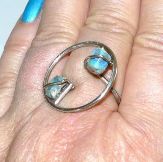 handgefertigtes Einzelstück, Unikat Ring mit natürlichem australischen Opal, aus 925 Silber-Runddrähten, Ringweite ca. 62, (dazu paßt Anhänger Opal 0011) - ausgewählte Einzelstücke nur im Onlineshop bei www.Danilo-Shop.de