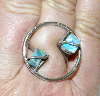 handgefertigtes Einzelstück, Unikat Ring mit natürlichem australischen Opal, aus 925 Silber-Runddrähten, Ringweite ca. 62, (dazu paßt Anhänger Opal 0011) - ausgewählte Einzelstücke nur im Onlineshop bei www.Danilo-Shop.de