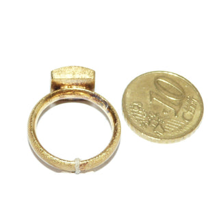 Einzelstück, roter Schaumkorallen-Ring aus 925 Silber vergoldet, innen poliert außen diamantiert / matt, Koralle im Quadrat, Ringweite 53,5 - Goldschmiede-Danilo
