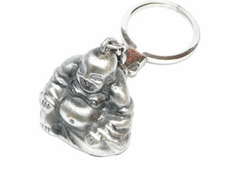 Unikat, Handarbeit, Schlüsselanhänger plastisch ausgearbeiteter Buddha aus 925 Silber, Größe der Figur ohne Kette ca. 40 mm x 37 mm 
- Unikatschmuck nur erhältlich im Onlineshop von Juwelier & Goldschmiede Danilo! 
