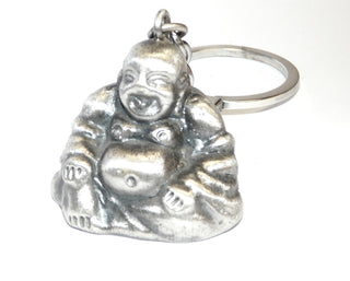 Unikat, Handarbeit, Schlüsselanhänger plastisch ausgearbeiteter Buddha aus 925 Silber, Größe der Figur ohne Kette ca. 40 mm x 37 mm 
- Unikatschmuck nur erhältlich im Onlineshop von Juwelier & Goldschmiede Danilo! 
