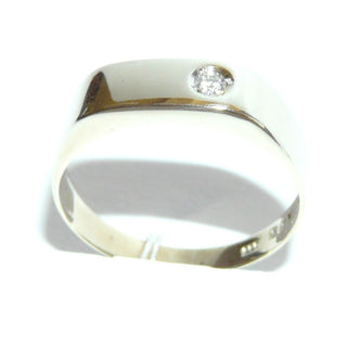 Einzelstück, schmaler Siegelring, klassischer Herrenring aus 333 warmweißen Weißgold mit einem Brillant von 0,05 Karat glatt in die Ringschiene eingefaßt, Ringweite 57,5 -	Nur erhältlich bei www.danilogold-shop.de