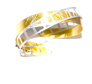 flexible Armspange aus 925 Silber, teilweise vergoldet, ca. 59 mm x 53,5 mm , tragbar mit der Öffnung nach oben oder nach unten -	Nur erhältlich im Onlineshop von Juwelier & Goldschmiede Danilo!