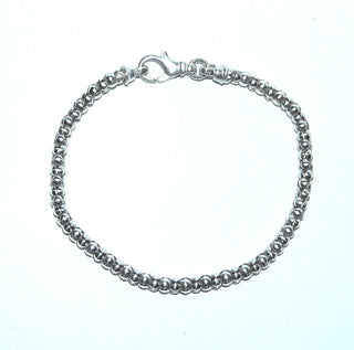 rundes Einzelstück, Silberarmband im Himbeer-Muster, Gliederarmband aus 925 Silber, poliert, 21 cm lang, Karabiner, auch schön als Herrenarmband -Goldschmiede Danilo