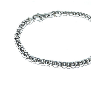 rundes Einzelstück, Silberarmband im Himbeer-Muster, Gliederarmband aus 925 Silber, poliert, 21 cm lang, Karabiner, auch schön als Herrenarmband -Goldschmiede Danilo