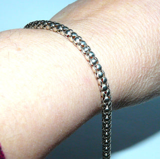 rundes Einzelstück, Silberarmband im Himbeer-Muster, Gliederarmband aus 925 Silber, poliert, 21 cm lang, Karabiner, auch schön als Herrenarmband -Goldschmiede Danilo