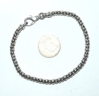 rundes Einzelstück, Silberarmband im Himbeer-Muster, Gliederarmband aus 925 Silber, poliert, 21 cm lang, Karabiner, auch schön als Herrenarmband -Goldschmiede Danilo