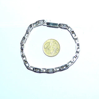 massives Einzelstück, zweifarbiges Armband, Gliederarmband mit Stiftbewegung, wirkt fast wie ein Armreifen aus massiv 925 Silber & Messing, 18 cm lang, Mexico, Kastenschloß - Goldschmiede Danilo