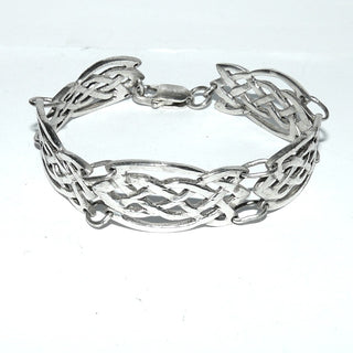 kräftiges Einzelstück, Silberarmband, Gliederarmband aus massiv 925 Silber, Keltisches Knoten-Muster, Flechtband, Zopfdesign, 5 verflochtene Glieder, 18 cm lang, Karabiner - Goldschmiede Danilo