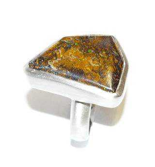 Handarbeit, Unikat-Ring mit australischer Matrix-Opal / Muttergestein, 925 Silber seidenmatt, Ringweite 57 - ausgewählte Einzelstücke nur im Onlineshop bei www.Danilo-Shop.de