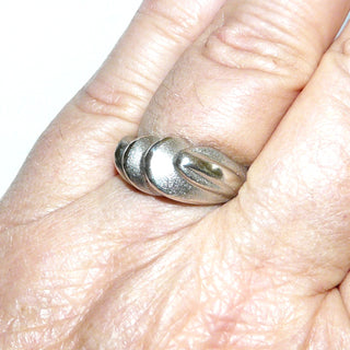 Einzelstück, 925 Silberring "hohe Wellen", abgerundete Bögen, poliert & mattgeschlagen, asymmetrisch, Ringweite 58,5 - Goldschmiede Danilo