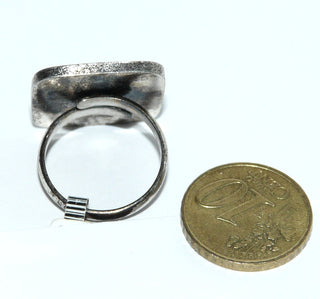 Einzelstück, Statement-Ring "Blue Bamboo" aus 925 Silber mit einer quadratischen Platte + abgerundeten Ecken aus hellblauen Perlmutt-Streifen, umrundet von einem Silberrand, mattiert, Ringweite verstellbar ca. 55, dazu paßt Ohr -	Nur erhältlich bei www.danilogold-shop.de