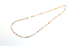 Einzelstück, Steinkette Mondstein-Variationen in grau-orange-weiß, Kugeln, Verschluß Silber, Länge 46,5 cm - Einzelstücke nur erhältlich bei www.danilogold-shop.de