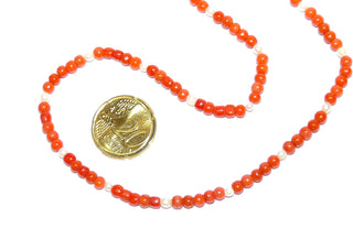 Einzelstück, Steinkette Vintage-Korallen-Kugeln + runden Süßwasser-Perlen, Verschluß Gold-Doublé, Länge 41,5 cm -	Vintageschmuck nur im Onlineshop von danilogold!