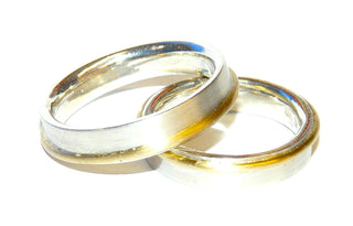 Handgefertigter Unikat-Ring, Trauring, Partnerring, 925 Silber + 750 Gelbgold, seidenmatt, Herrenring (Damenring Best Nr. Trau 0003B) -Handgefertigtes Unikat! Nur im Danilo Gold Online Shop aus Hameln!