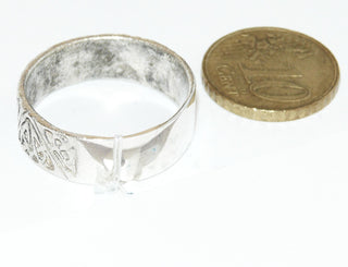 Einzelstück, Herrenring. Trauring, breiter Ring "keltisches Band" aus 925 Silber, gleichlaufend mit tief eingearbeitetem Muster, florales Rankenmotiv, poliert + matt, Ringweite 67 -	Einzelstücke nur erhältlich bei www.danilogold-shop.de