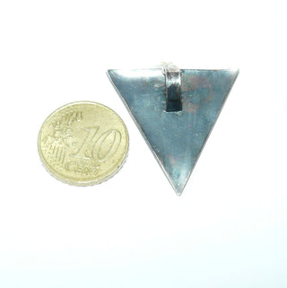 Einzelstück, Handarbeit, dreieckiger Anhänger aus mattiertem 925 Silber  + einer Belötung eines kleineren Dreiecks aus 585 Gold, ca. 30 mm x 30 mm mit verdeckter Aufhängung (ohne Kette) -	Handgefertigtes Unikat! Nur im Onlineshop von Juwelier & Goldschmiede Danilo!