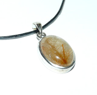 Einzelstück, Unikat-Anhänger "Nebel-Dickicht" aus 925 Silber mit einem ovalen Bergkristall-Cabochon + orangegetönten Rutilnadel-Einschlüsse, poliert (Lieferung erfolgt ohne Kette) -	Unikatschmuck nur erhältlich im Onlineshop von Juwelier & Goldschmiede Danilo! 