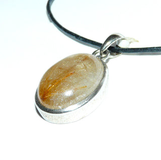 Einzelstück, Unikat-Anhänger "Nebel-Dickicht" aus 925 Silber mit einem ovalen Bergkristall-Cabochon + orangegetönten Rutilnadel-Einschlüsse, poliert (Lieferung erfolgt ohne Kette) -	Unikatschmuck nur erhältlich im Onlineshop von Juwelier & Goldschmiede Danilo! 