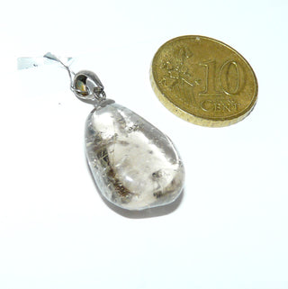 Einzelstück, Unikat-Anhänger "Rauch-Nugget" aus 925 Silber mit einem tropfenartigen, zart braunem Rauchquarz mit goldenen Rutilnadel-Einschlüssen, beidseitig tragbar (Lieferung erfolgt ohne Kette) -	Unikate und Pretiosen nur erhältlich im Onlineshop der Goldschmiede Danilo!