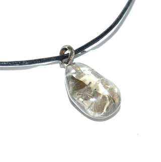 Einzelstück, Unikat-Anhänger "Rauch-Nugget" aus 925 Silber mit einem tropfenartigen, natürlichen, zart braunen Rauchquarz mit goldenen Rutilnadel-Einschlüssen, beidseitig tragbar - Unikate und Pretiosen nur erhältlich im Onlineshop der Goldschmiede Danilo!