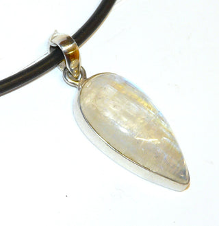 schimmerndes Einzelstück, Unikat-Anhänger aus 925 Silber mit einem indischen, hellblau schillernden, länglichen Mondstein im Tropfen-Cabochon-Schliff, wunderschöne Maserung, ca. 45 mm x 17 mm - Einzelstücke nur erhältlich bei www.danilogold-shop.de
