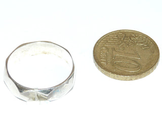 Handgefertigtes Einzelstück, Trauring, Ehering, Partnerring aus 925 Silber, gleichlaufender polierter Facettenring, Ringweite 58 - Goldschmiede Danilo