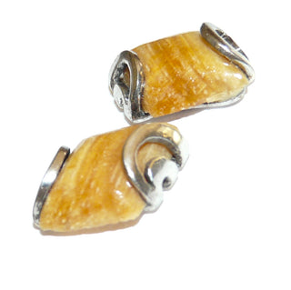 Einzelstücke, Unikat-Ohrstecker "Raute" aus 925 Silber, rautenförmige Cabochons aus versteinertem hellbraunen, fossilen Holz, mit schöner Maserung, gehalten von je 2 Silberspangen-	Unikatschmuck nur erhältlich im Onlineshop von Juwelier & Goldschmiede Danilo! 