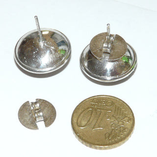Handgefertigte Einzelstücke, Unikat-Ohrstecker aus 925 Silber mit je einem runden Rutil-Quarz-Cabochons, in aufgetieften Silberschalen, golden schimmernde Rutilnadeln, guter Sitz am Ohr durch große Ohrmuttern, paßt zu Ri 0027 -	Handgefertigtes Unikat! Nur im Onlineshop von Juwelier & Goldschmiede Danilo!
