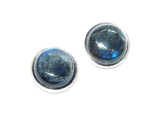 Einzelstücke, Ohrstecker aus 925 Silber mit je einem wunderschön schimmernden runden blauen Labradorit-Cabochon, Durchmesser ca. 11 mm-	Unikate und Pretiosen nur erhältlich im Onlineshop der Goldschmiede Danilo!