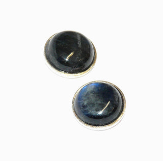 Einzelstücke, Ohrstecker aus 925 Silber mit je einem wunderschön schimmernden runden blauen Labradorit-Cabochon, Durchmesser ca. 11 mm-	Unikate und Pretiosen nur erhältlich im Onlineshop der Goldschmiede Danilo!