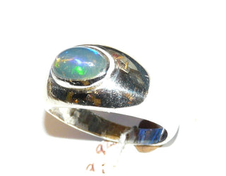 Einzelstück, Handarbeit, Unikat-Ring mit einem schön schillernden blau-grünem äthiopischer Welo-Opal, gefaßt als Bandring in 925 Silber quer zum Finger, Ringweite 56,5-	Handarbeiten online bestellen bei Juwelier & Goldschmiede Danilo!