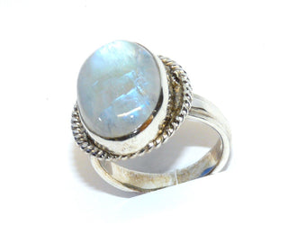 Einzelstück, Ring aus 925 Silber mit einem großen, breitovalen indischer Mondstein, ca. 21 mm x 15,6 mm, Ringweite 62 -	
 Handgefertigter Schmuck nur erhältlich bei www.danilogold-shop.de 