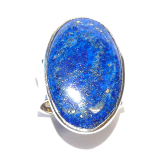 Handarbeit, Einzelstück, Statement-Ring aus 925 Silber mit großem ovalen Lapislazuli im Cabochon-Schliff, gekehlte + gehämmerte Schiene, ca. 35,9 mm x 24 mm, Ringweite 65,5 - Handgefertigter Schmuck nur erhältlich bei www.danilogold-shop.de 