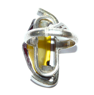 Einzelstück, Ring aus 925 Silber mit einer natürlichen Bernstein-Scheibe in gelb und dunkelbraun, ca. 31,5 mm x 15,5 mm, Ringweite 59 -	Unikatschmuck nur erhältlich im Onlineshop von Juwelier & Goldschmiede Danilo! 